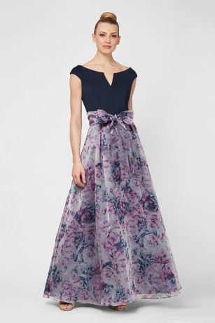 Shoulder Floral Organza Ball Gown ...